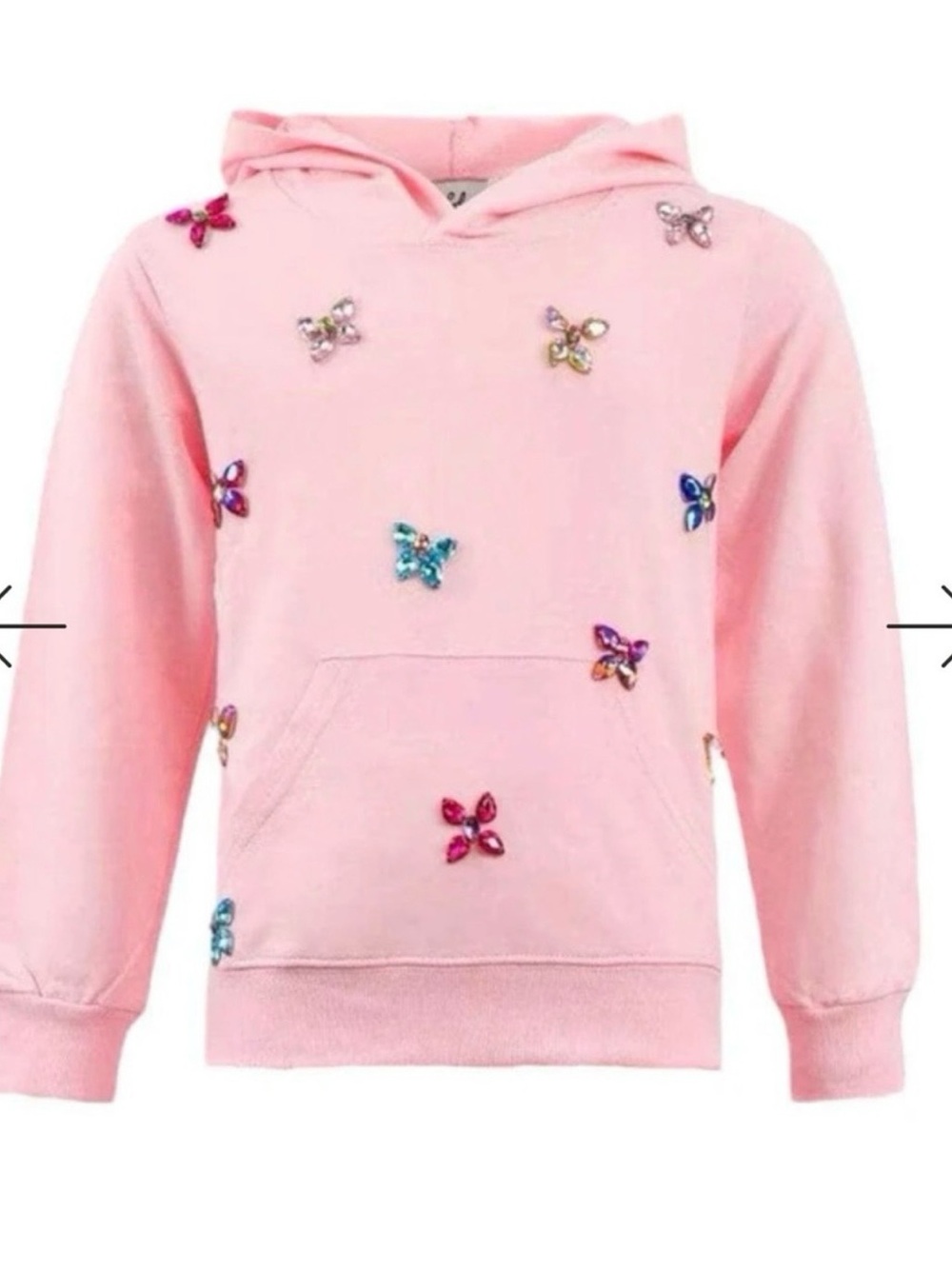 lola Pink Hooded Sweatshirt with Multicolor Jewel Flowers